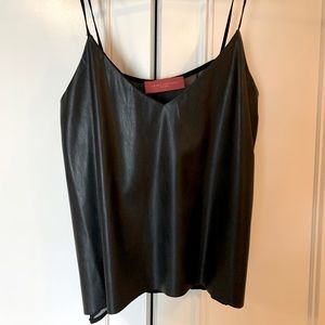 Akira Chicago Red Label Faux Leather Tank Top
